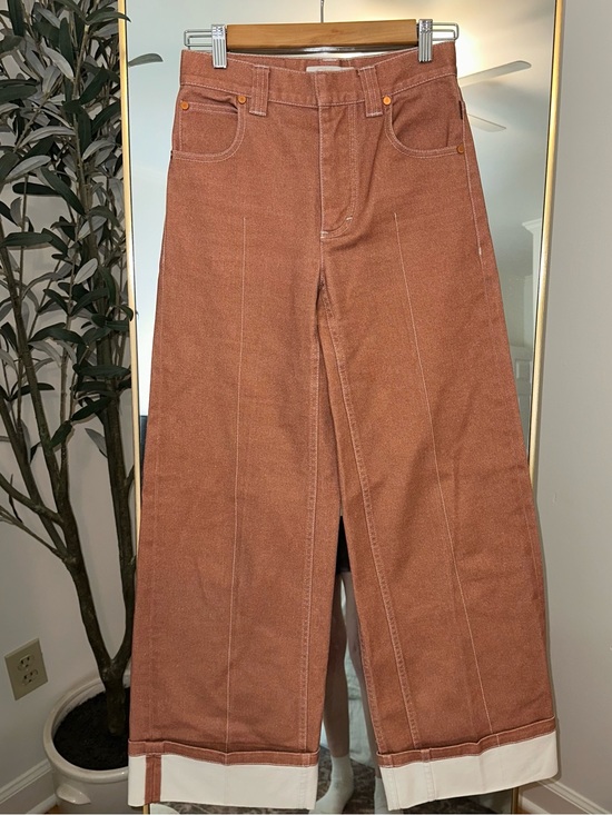 Chloe Pants - Chloé Front Pleat Wide Leg Denim Jeans